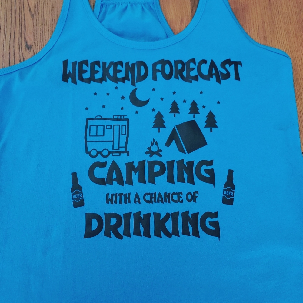 Tank Top Razor Back Woman's Large Camping NWOT